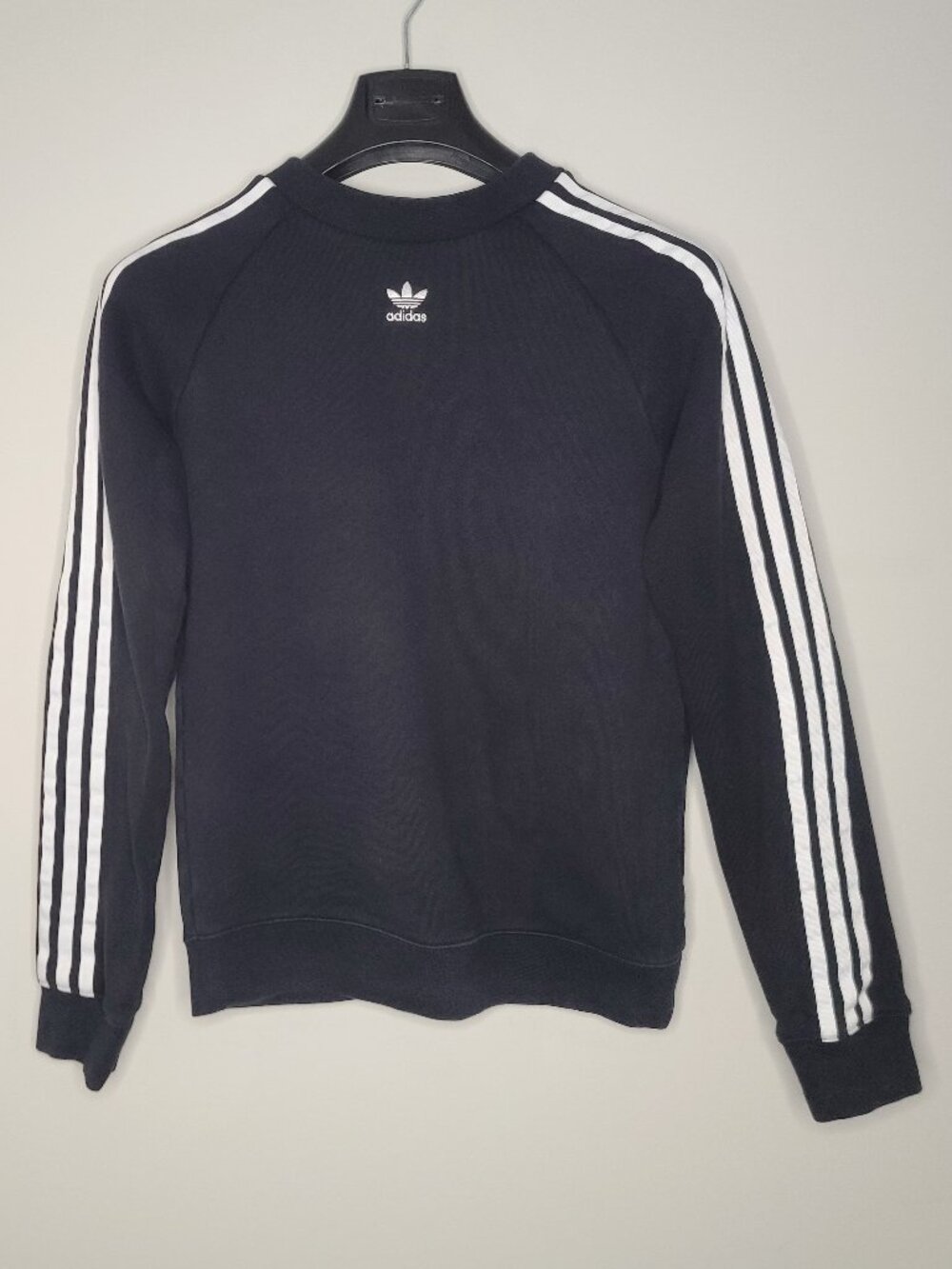 Adidas Classic 3 Stripe Black Crew Neck Sweater Size Women S